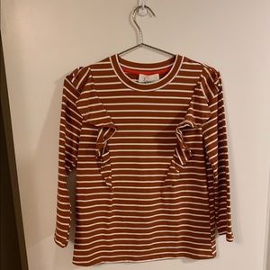 Anthropologie Striped T-shirt with Ruffles